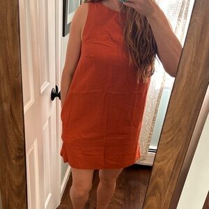Women’s Sleeveless Shift Dress in Burnt Orange